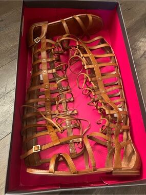Vince Camuto Tan Gladiator Lace-Up Knee-High Sandals
